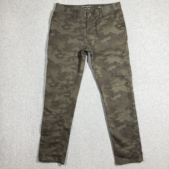 Banana Republic Other - Banana Republic Travel Jean Slim Fit 32x30 Olive Camo Stretch Denim Pants Hemmed